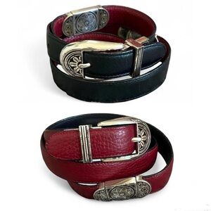 Brighton Reversible Red Black Leather Belt